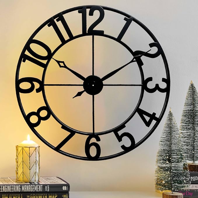 CLXEAST 30 Inch Wall Clocks for Living Room Decor, Oversized Large Black Metal by CLXEAST