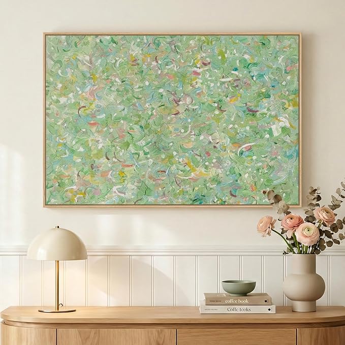 Framed Green Abstract Wall Art, Modern Canvas Prints Paintings by Cuspin
