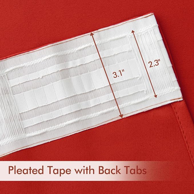 MIULEE Christmas Red Back Tab Blackout Curtain 96 Inch Long 2 Panels Set - Image 4