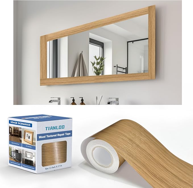 TIANLDD 27 FT Wood Grain Wallpaper Border, Removable Waterproof Mirror Border by TIANLDD