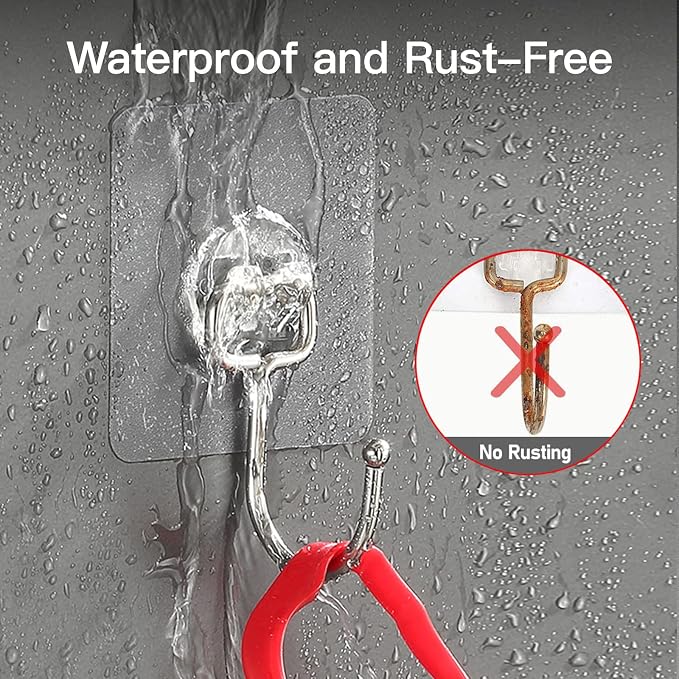 Large Hooks for Hanging Heavy-Duty 44Ib 10 Packs, Wall Hangers without Nails - Image 3