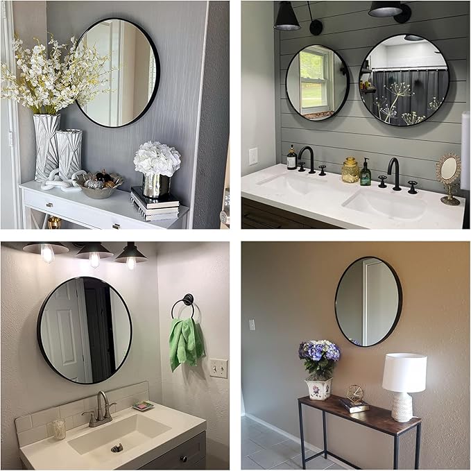 Oruii Round Mirror 30 inch, Large Black Circle Mirror Metal Frame, Large Black - Image 5