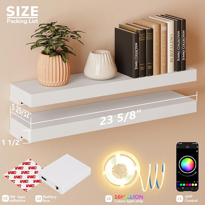 BAMEOS Floating Shelves with RGB LED - Image 2
