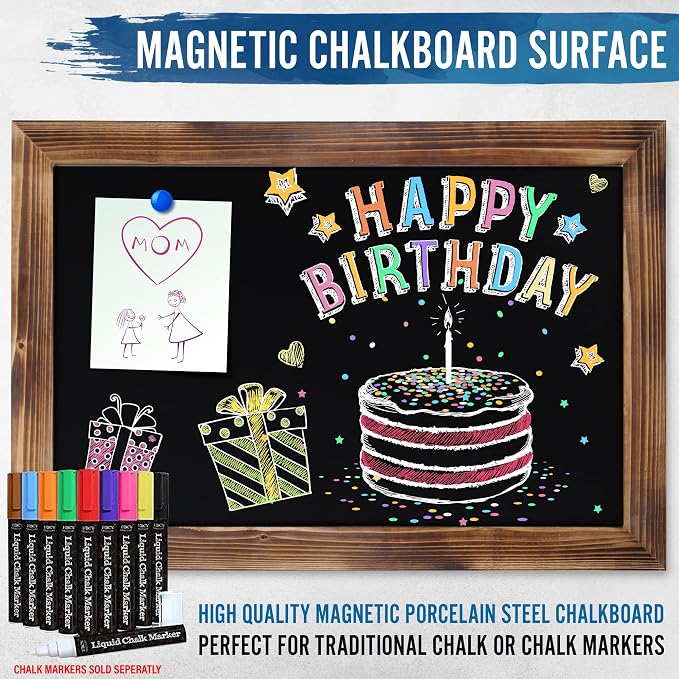 HBCY Creations 20" X 30" Torched Brown Solid Wood Frame Wall Chalkboard - Image 5