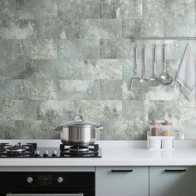 AULIGET 20-Piece Mountain Rock Peel and Stick Backsplash Wall Tiles, Laundry - Image 5