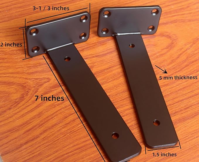 6 Pack - 7 inch Black Hidden L Shelf Bracket Iron Floating Shelf Brackets - Image 2