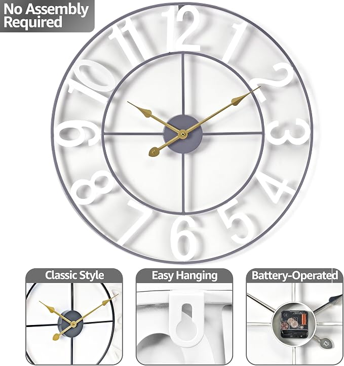 Sorbus Large Wall Clock for Living Room Decor - Image 4