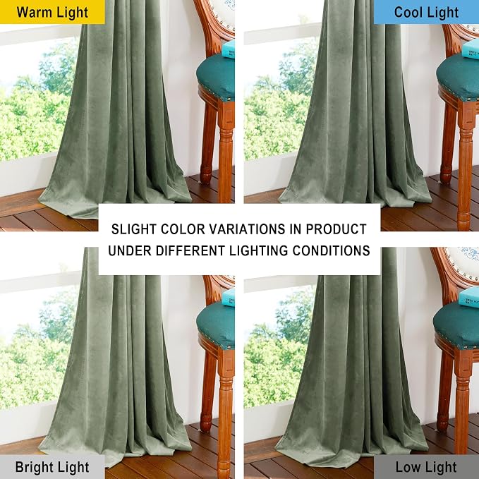 NICETOWN Sage Green Velvet Curtains 90 inches Long 2 Panels, Elegant and Sleek - Image 3