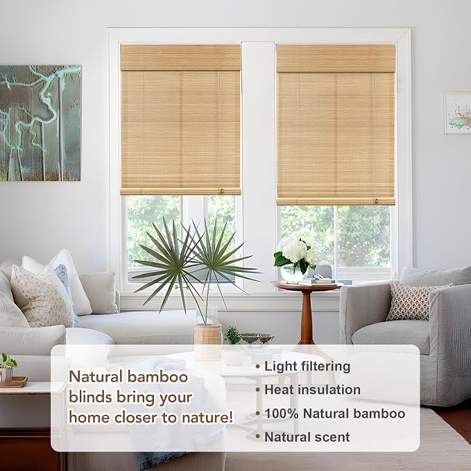 No Tool No Drill Bamboo Blinds for Interior Windows, Bamboo Shades for Indoor - Image 7