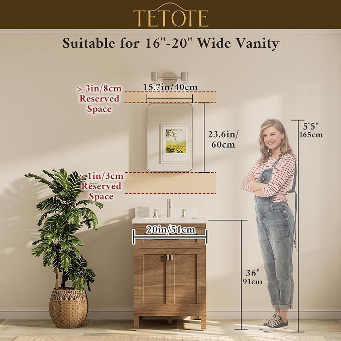 TETOTE 16 x 24 Inch Black Frame Mirror, Bathroom Vanity Mirror - Image 8