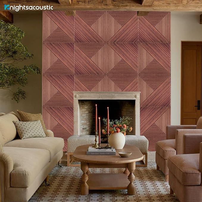 8Pack Acoustic Wall Panels, Wood-Pattern Art Sound Proof Foam Panels - Image 7