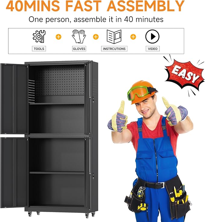 71" H Metal Tool Storage Cabinet - Image 7