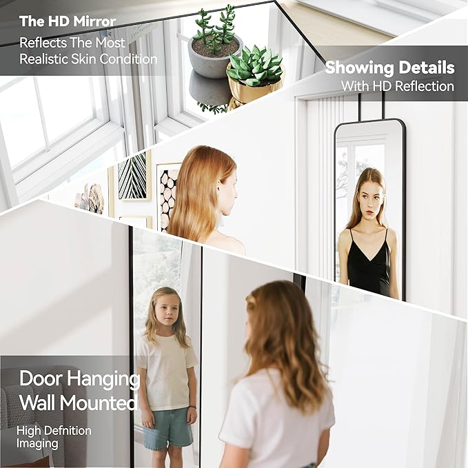SCWF-GZ 47x14 Mirror Rectangle Full Body Length Door Hanging Wall Mounted Metal - Image 4