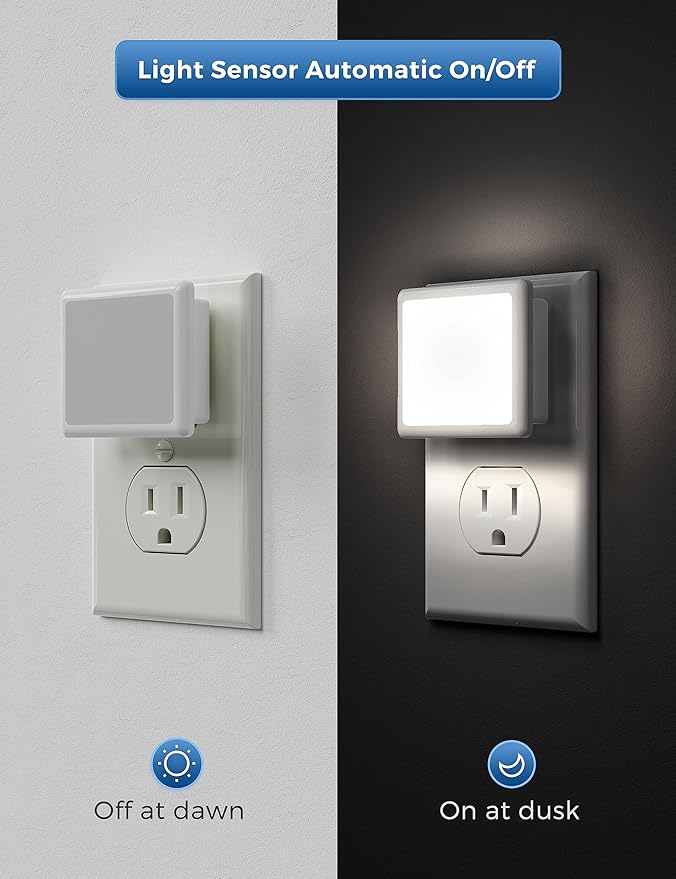 L LOHAS LED Night Lights Plug into Wall 2-Pack, 0.3W Plug in Night Light - Image 3