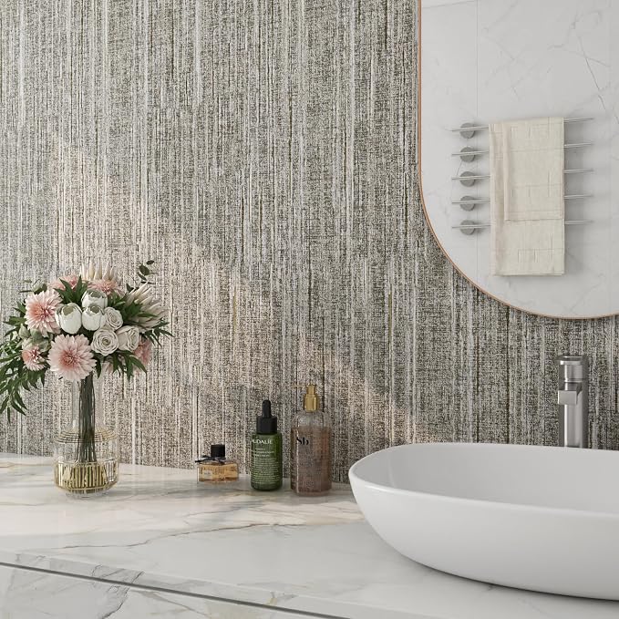 FunStick 16"x240" Vintage Textured Brown Taupe Wallpaper Peel and Stick - Image 2