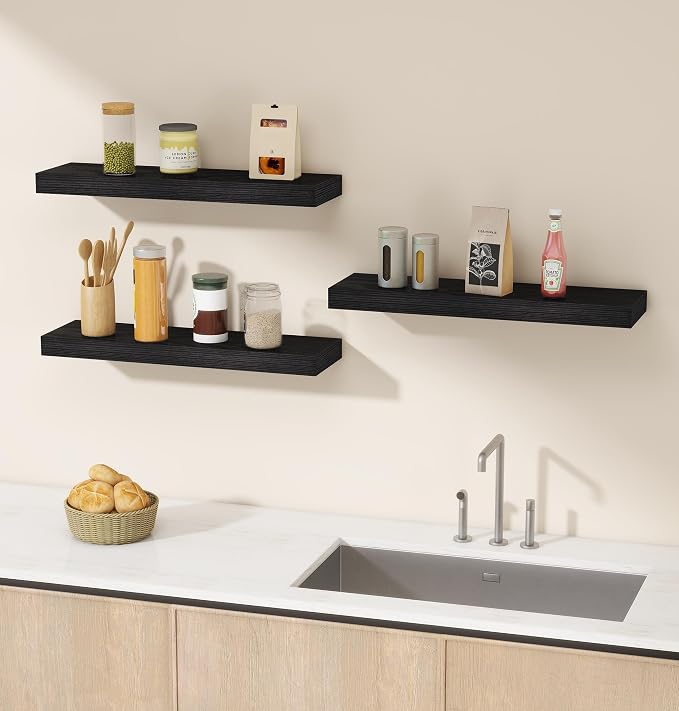 Vervida Black Floating Shelves for Wall, Floating Shelf for Living Room - Image 2