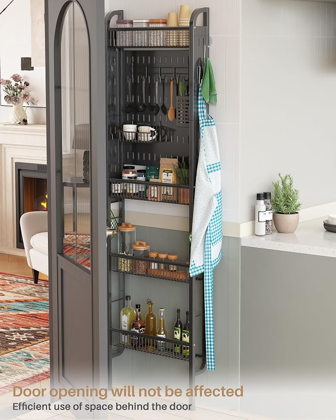 UMDONX Behind The Door Bathroom Shelf Narrow 4-Tier, Metal Storage Rack - Image 4