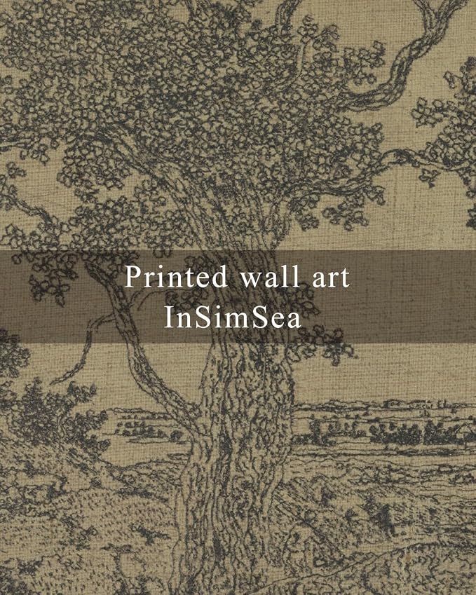 InSimSea Framed Canvas Wall Art, Vintage Sketch Landscape Painting, Rustic - Image 7