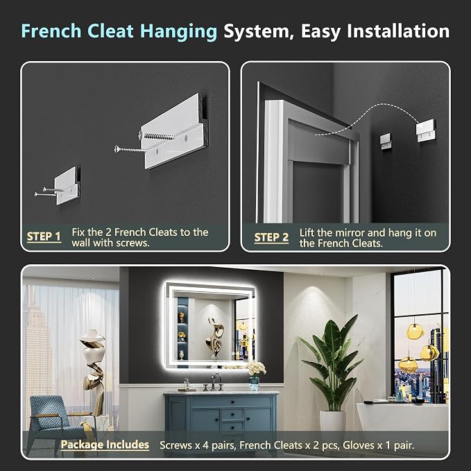 40x28 LED Bathroom Mirror with Lights, Backlit and Front Lit Anti-Fog Lighted - Image 9