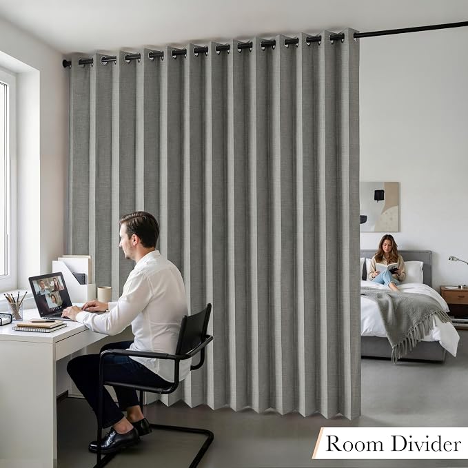 RYB HOME Accordion Style Room Divider Curtain-100% Blackout Folding Accordion - Image 9