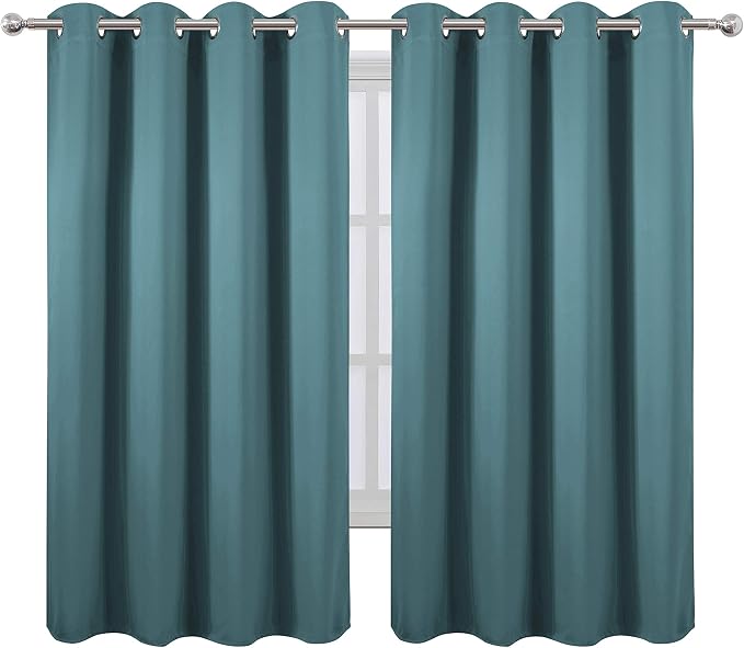 LEMOMO Sea Teal Thermal Blackout Curtains/52 x 63 Inch/Set of 2 Panels Room - Image 2