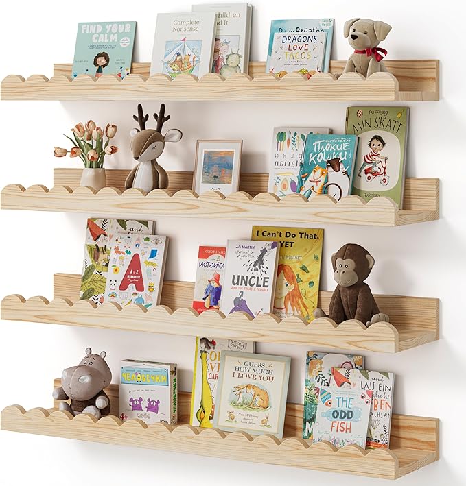 Shario Nursery Book Shelves, Scalloped Shelves, Wall Book Shelves by Shario