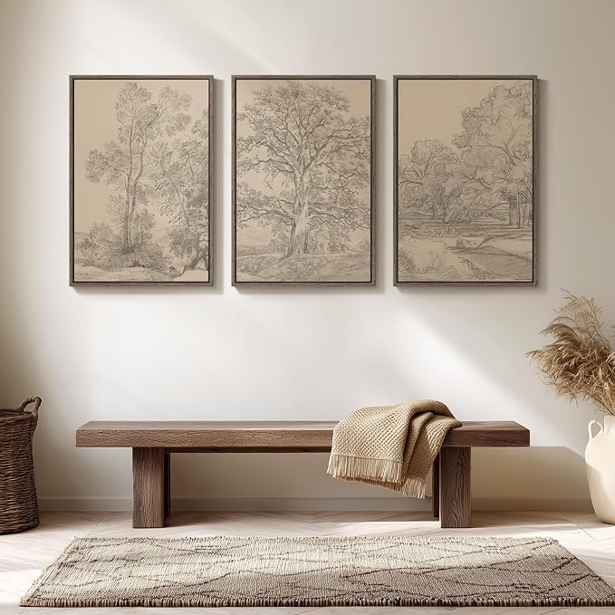 Framed Neutral Vintage Landscape Wall Art - Image 8