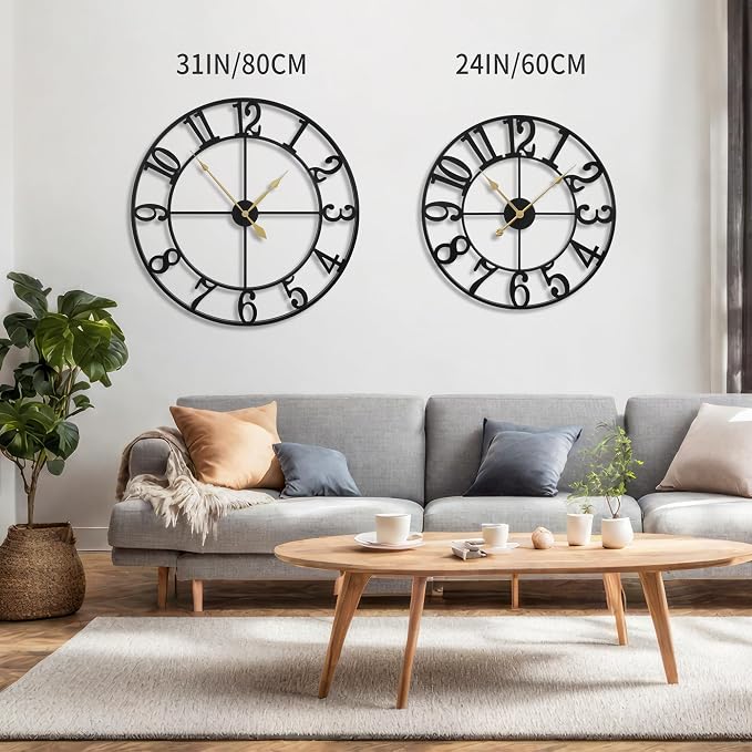 LEIKE Extra Large Wall Clocks, Silent Little Ticking, Battery Operated Vintage - Image 3