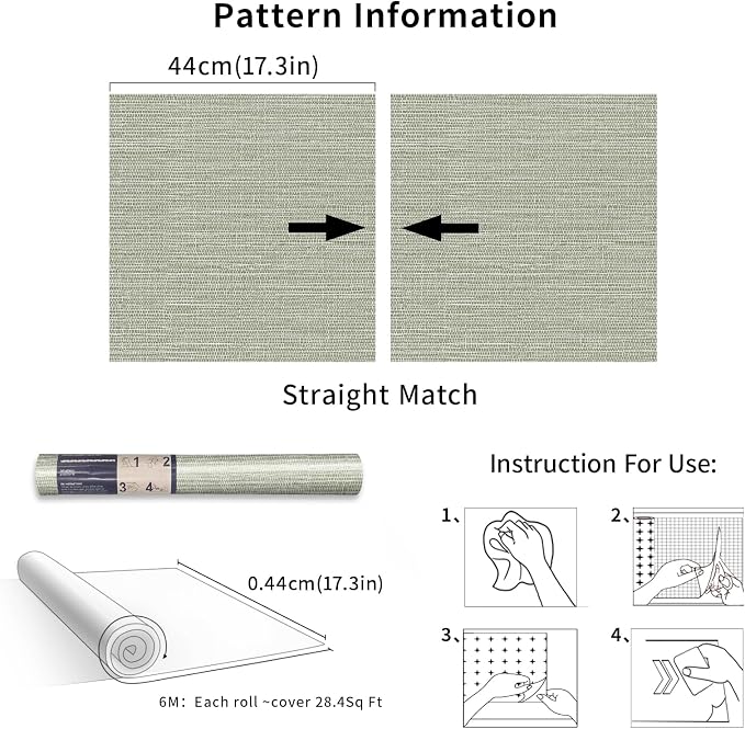 Simon&Siff Textured Grasscloth Peel and Stick Wallpaper 17.7"x197" Neutral Faux - Image 8