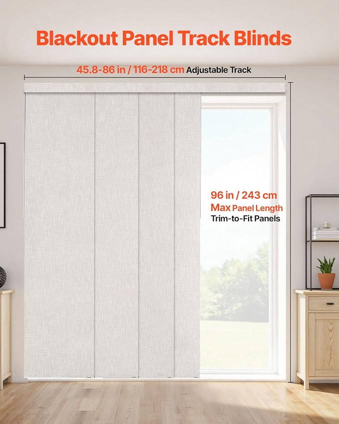 VEVOR Panel Track Blinds, Extendable Track from 45.8 in to 86 in W, Trimmable - Image 2
