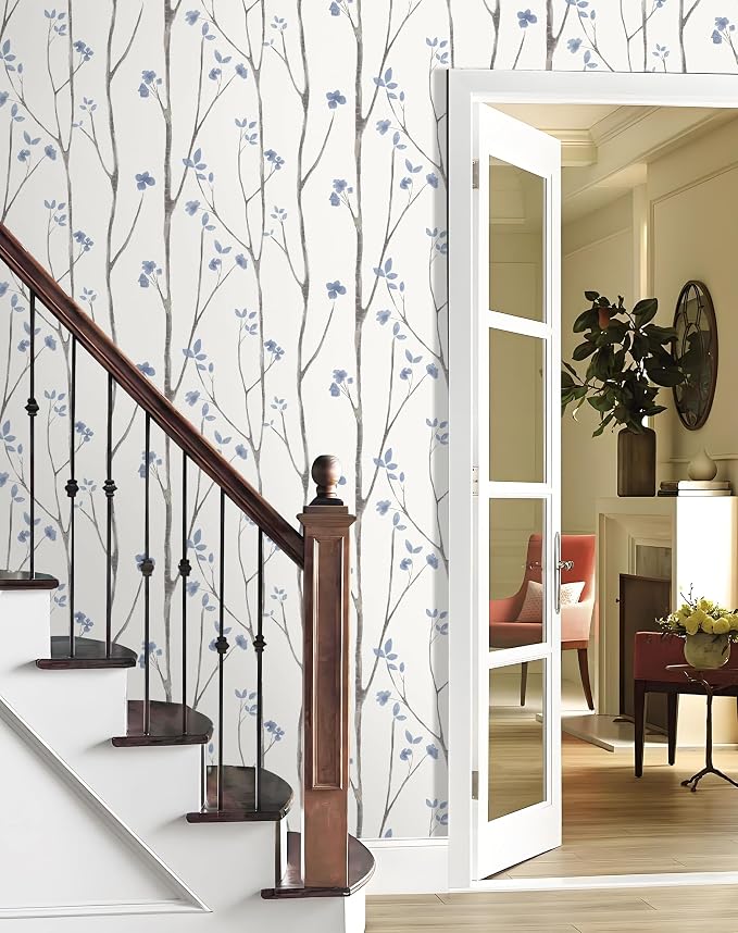 Timeet Purple Peel and Stick Wallpaper Removable Self-Adhesive Floral Wall - Image 6