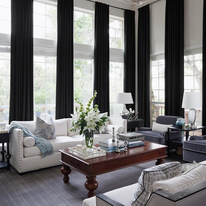 NICETOWN Black 192 inch Long Velvet Curtains by NICETOWN