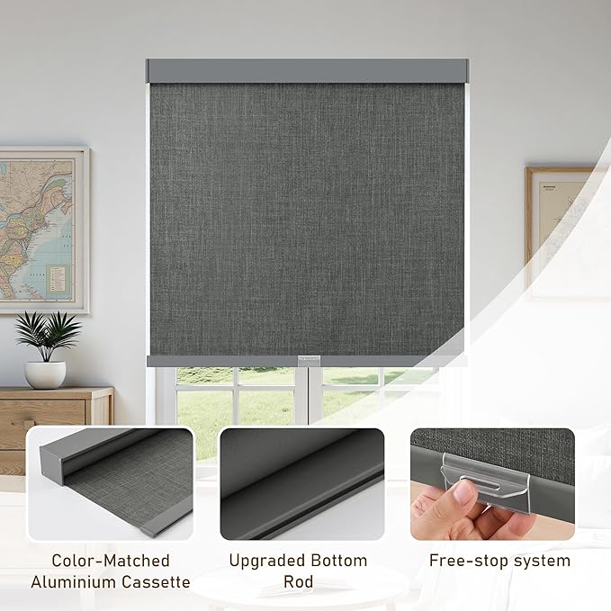 AOSKY Custom Linen Roller Blinds Shades - Image 3