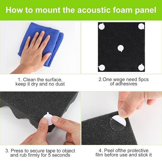 120Pcs Acoustic Foam Panels Tape, Removable Mounting Tape - Image 5