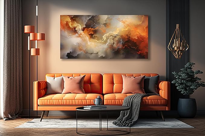 VHMING Abstract Wall Art Home Decor Orange Artwork Wall Art Prints Canvas - Image 3