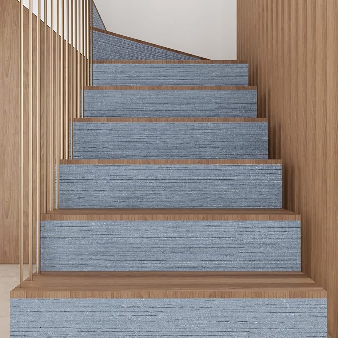 CRE8TIVE Grasscloth Peel and Stick Wallpaper Textured Blue Grass Cloth - Image 6