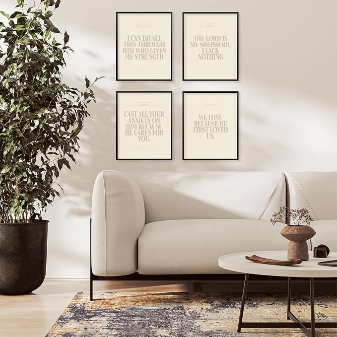 Locomiss Beige Christian Wall Art Decor Posters, Modern Bible Verse Prints - Image 3