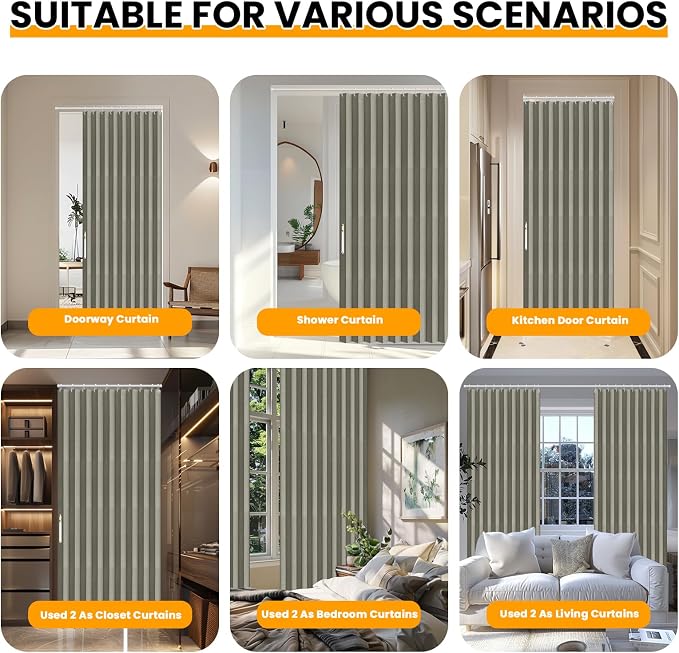 AJAZZ 100% Blackout Accordion Doors Interior Closet Curtain Doorway Curtains - Image 5