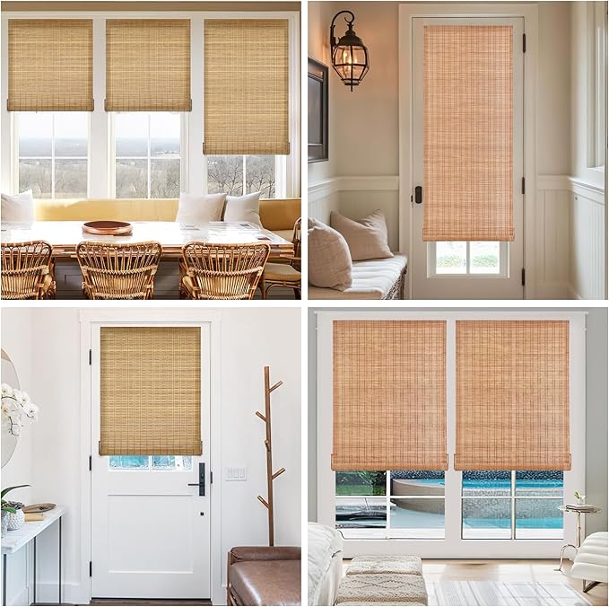 LazBlinds No Tools No Drill Bamboo Roller Shades, Cordless Bamboo Blinds - Image 5