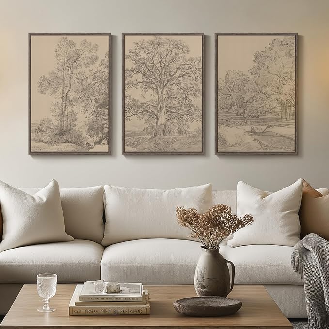 Framed Vintage Tree Sketch Set of 3 Wall Art - Image 8