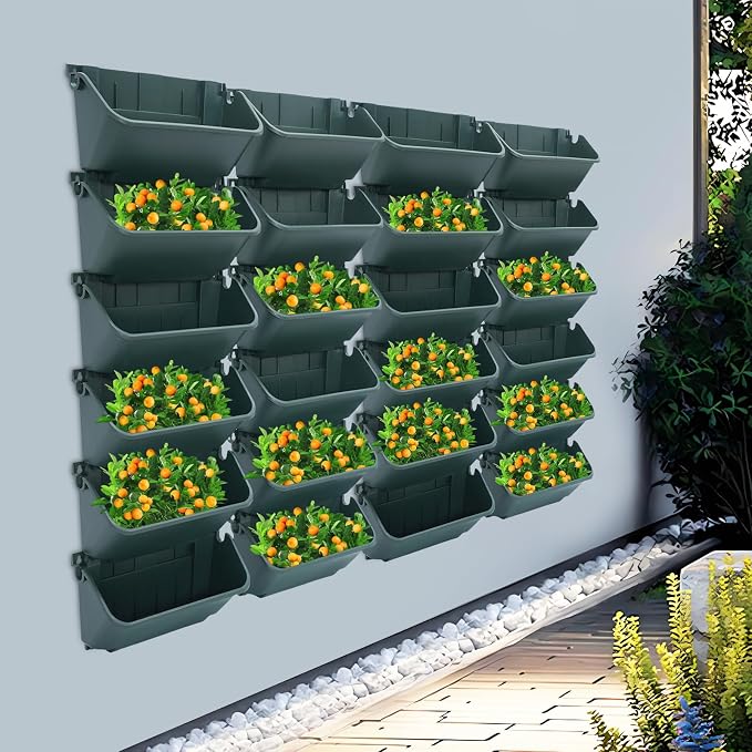 24 Pots Wall Mounted Planter, Plastic Wall Vertical Planter, - Image 9