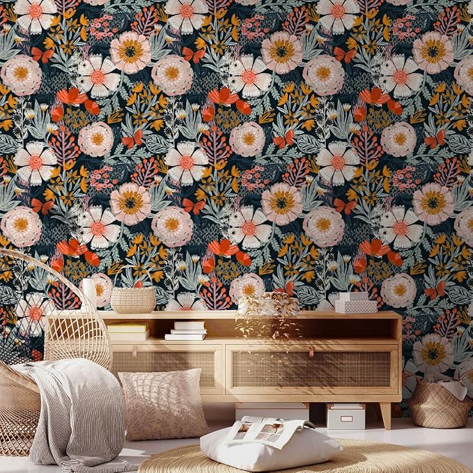 HAOKHOME Boho Peel and Stick Wallpaper Floral Wall Paper Removable - Image 6