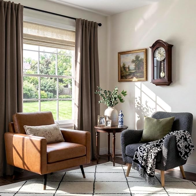 100% Blackout Shield Dark Brown Linen Blackout Curtains - Image 6