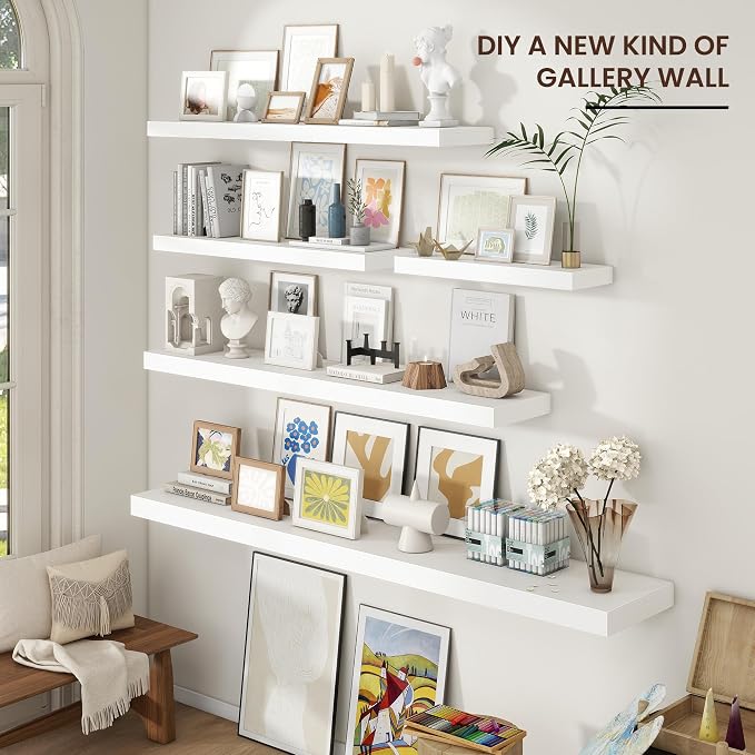 Venusmiles Floating Shelves for Wall 71 inch Long, Engineered Wood Large Wall - Image 6