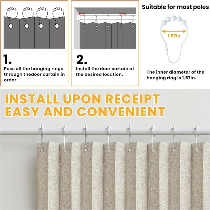 AJAZZ 100% Blackout Door Curtain Accordion Door Closet Curtain Invisible - Image 6