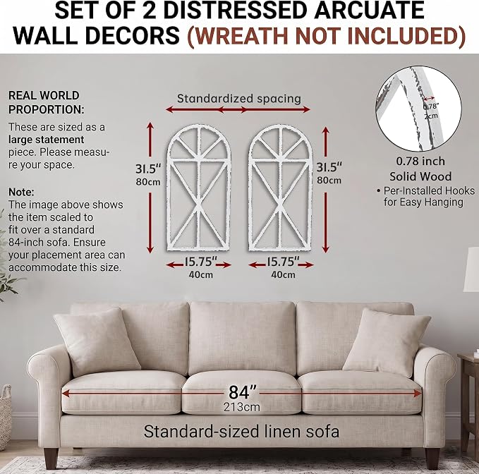 SwallowLiving Set of 2 Large Farmhouse Window Frame Wall Decor, 16x32 Inch - Image 2