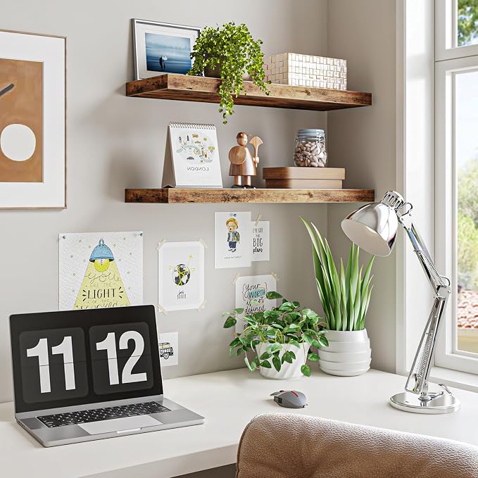 Fixwal Wood Floating Shelves for Wall, Bathroom and Kitchen, Wall Shelves for - Image 4