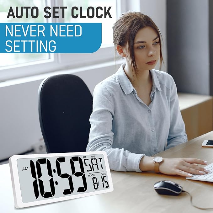TXL Atomic Clock with Backlight, 14.2" Digital Wall Clock, Battery Operated - Image 7