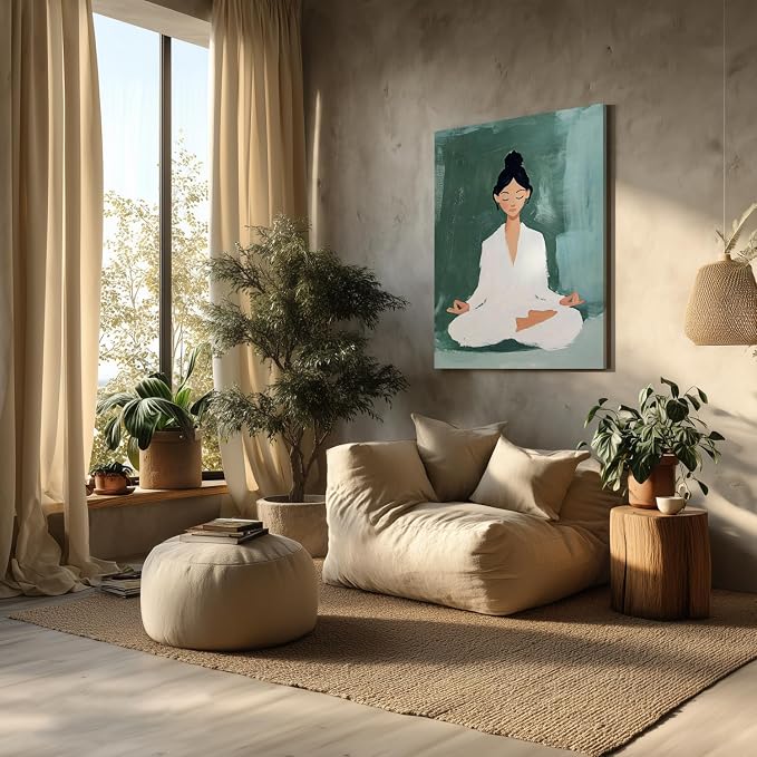 GELDSTEI Framed Zen Wall Art, Tranquil Meditation Wall Decor, Yoga Girl Canvas - Image 3