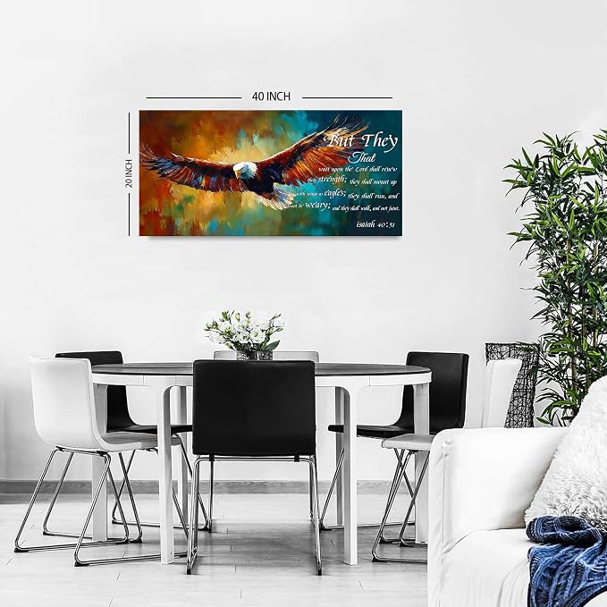Christian Wall Art Eagle Decor Isaiah 40 31 Wall Art Bible Verse Wall Decor - Image 2